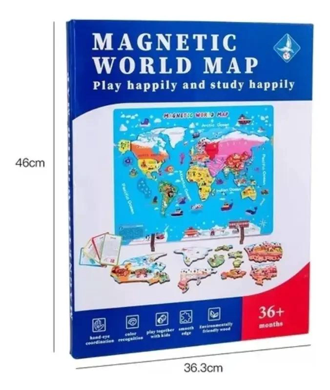 JUEGO DIDACTICO MAPA MUNDIAL MAGNE TICO DE MADERA - 4