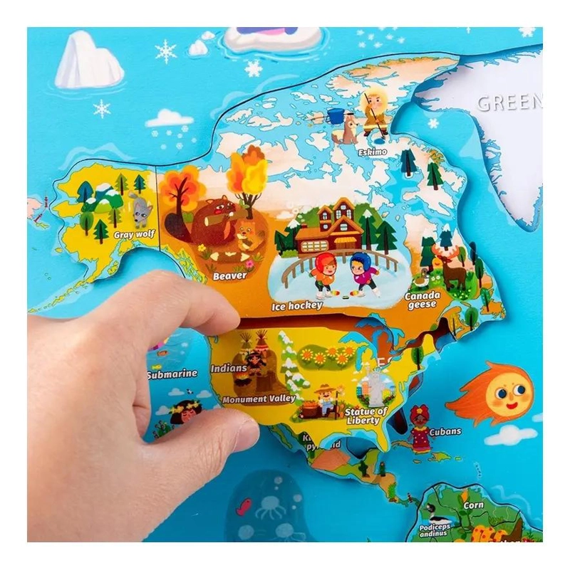JUEGO DIDACTICO MAPA MUNDIAL MAGNE TICO DE MADERA - 6