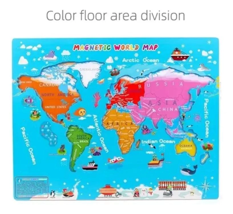 JUEGO DIDACTICO MAPA MUNDIAL MAGNE TICO DE MADERA - 7