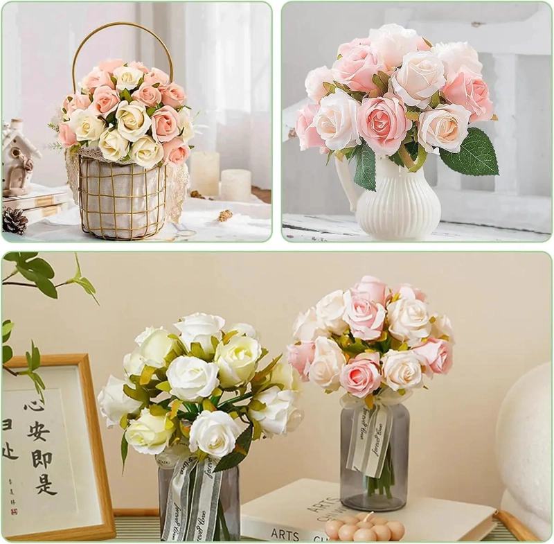 RAMO DE ROSAS ARTIFICIALES CREMA PARA DECORACION Y EVENTOS - 2