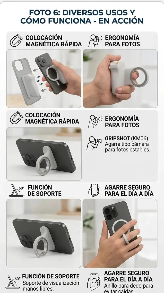 EMPUÑADURA ERGONOMICA MAGNE TICA PARA CELULAR CON DISPARADOR - 3