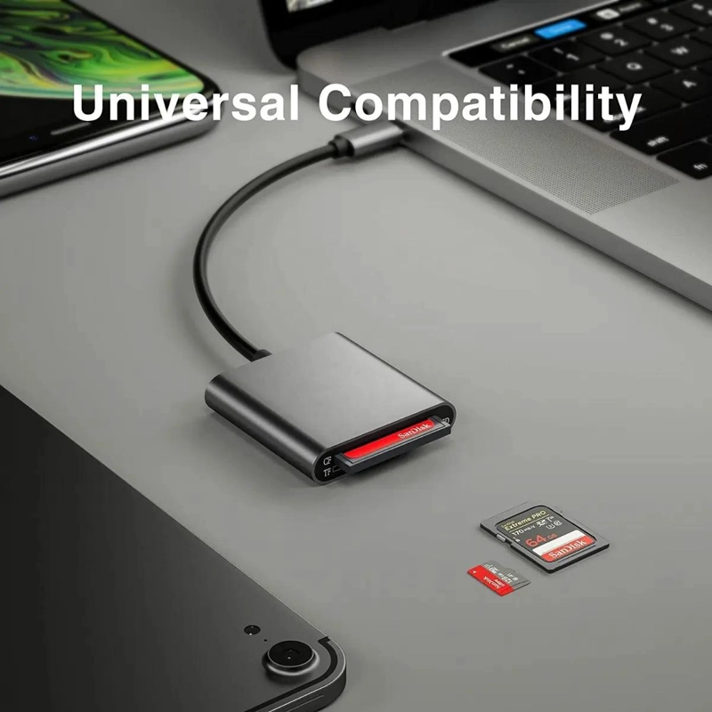 LECTOR DE TARJETAS USB C PARA TF CF SD ALTA VELOCIDAD - 4