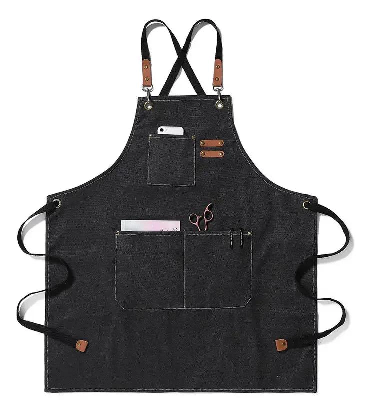 MANDIL DE COCINA MULTIUSOS NEGRO LISO PARA CHEF Y CAFETERIA - 1