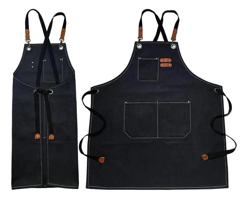 MANDIL DE COCINA MULTIUSOS NEGRO LISO PARA CHEF Y CAFETERIA - 2