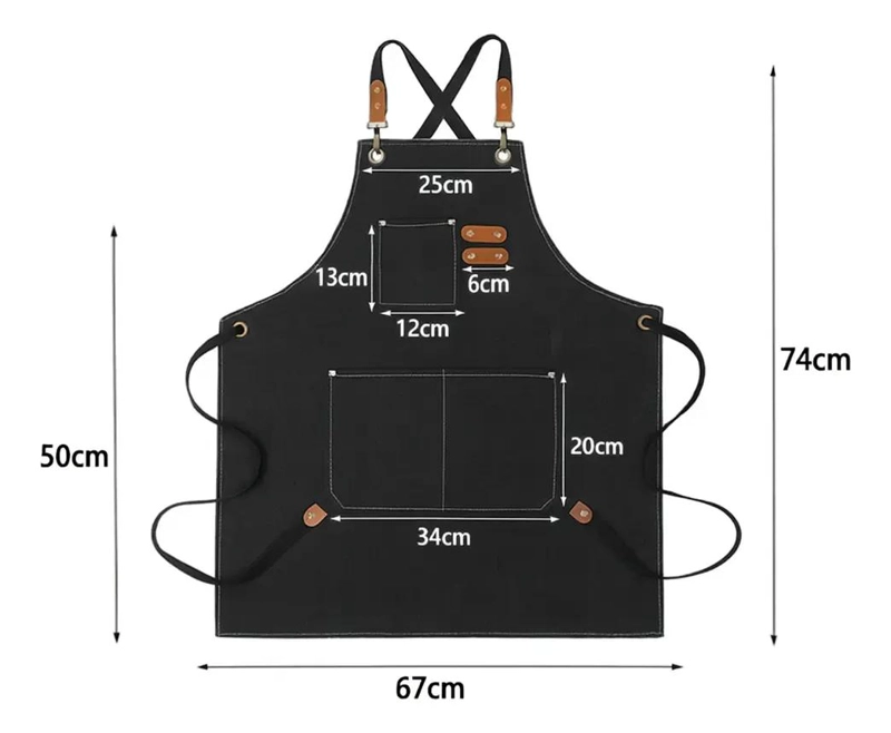 MANDIL DE COCINA MULTIUSOS NEGRO LISO PARA CHEF Y CAFETERIA - 4