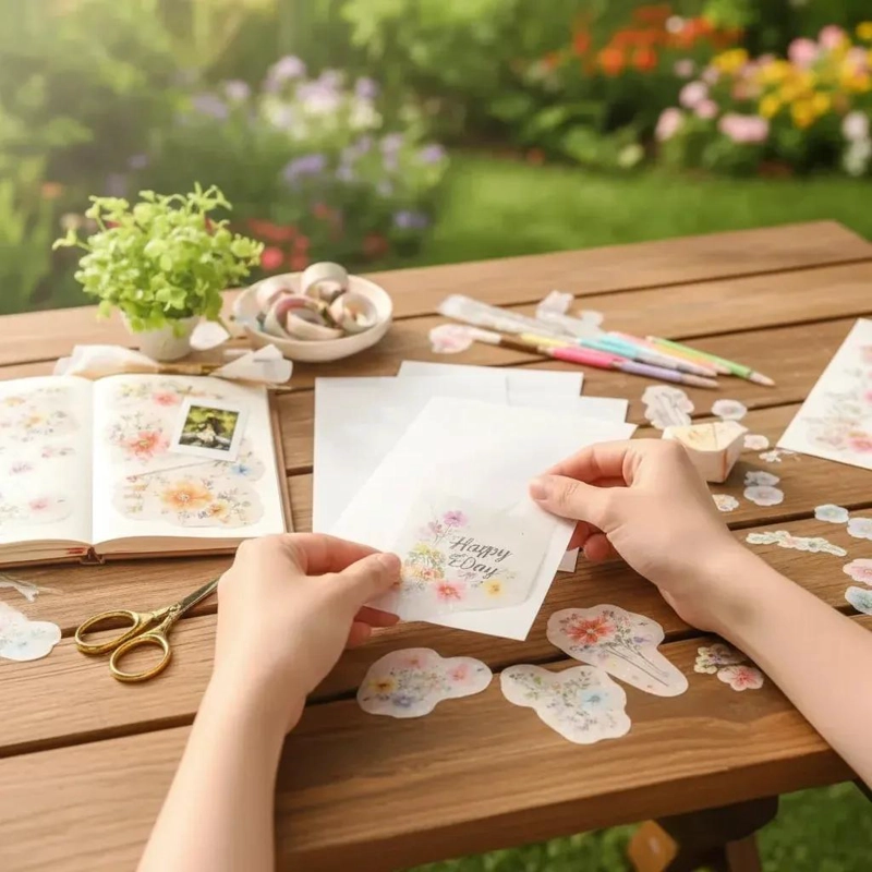 PAPEL ADHESIVO TRANSPARENTE BRILLANTE A4 PARA MANUALIDADES Y ETIQUETAS - 5