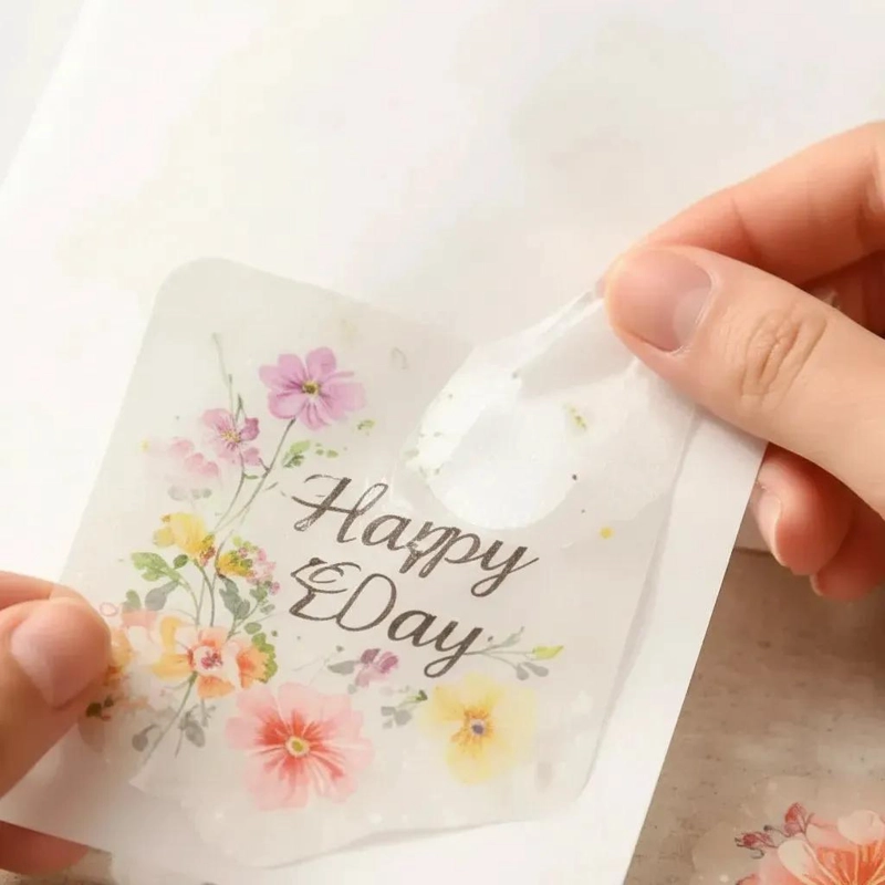 PAPEL ADHESIVO TRANSPARENTE BRILLANTE A4 PARA MANUALIDADES Y ETIQUETAS - 7