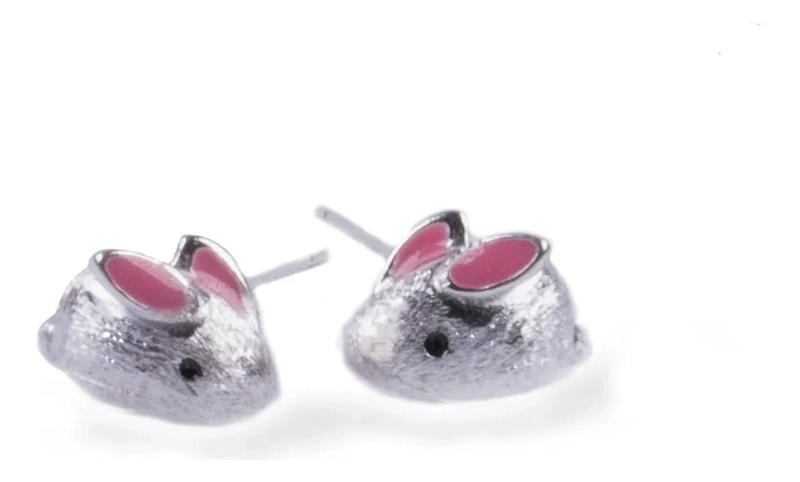 AROS DE PLATA 925 CON DISEÑO DE CONEJITO ESMALTADO - 3