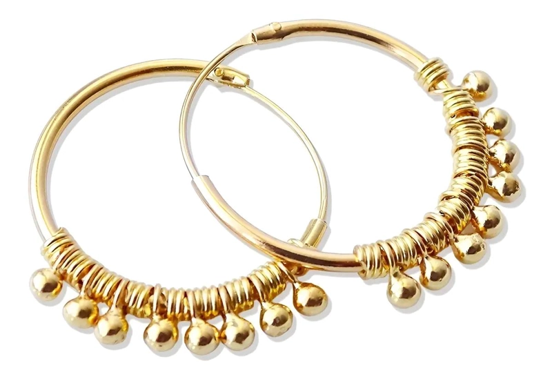 AROS ARGOLLAS DE PLATA CON BAÑO DE ORO PARA MUJER - 1