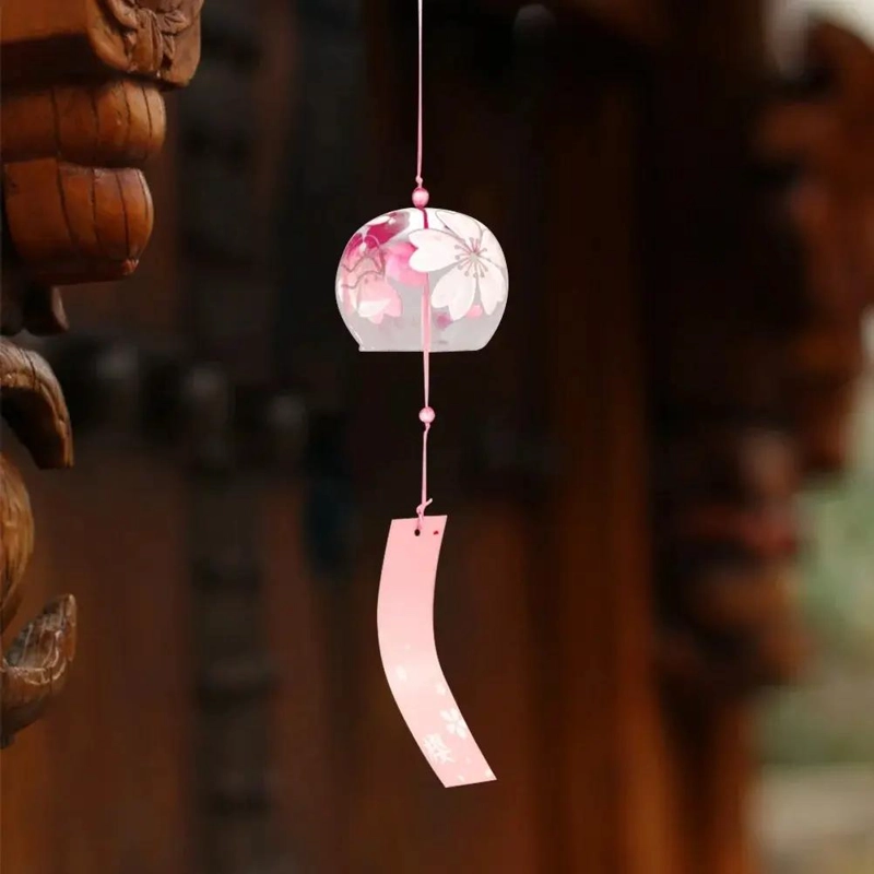 CAMPANA DE VIENTO JAPONESA DE CRISTAL HECHA A MANO PARA DECORACION - 5