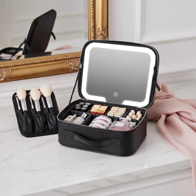 ORGANIZADOR DE MAQUILLAJE CON ILUMINACION LED Y ESPEJO - 1