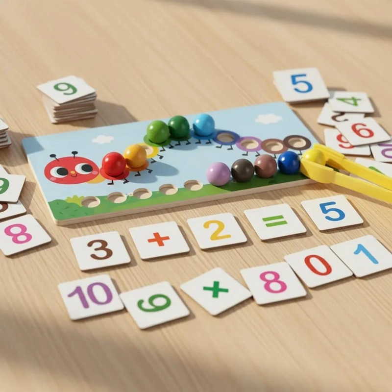 ROMPECABEZAS MATEMATICO DE GUSANO PARA APRENDIZAJE INFANTIL - 1