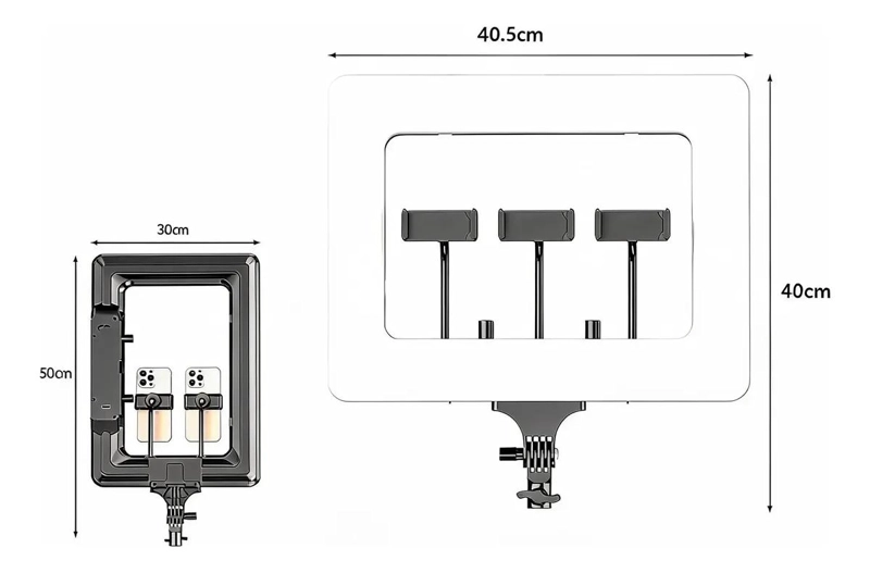 PANEL DE LUZ LED RECTANGULAR 40CM CON SOPORTES FLEXIBLES - 1