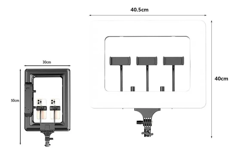 PANEL DE LUZ LED RECTANGULAR 40CM CON SOPORTES FLEXIBLES - 8