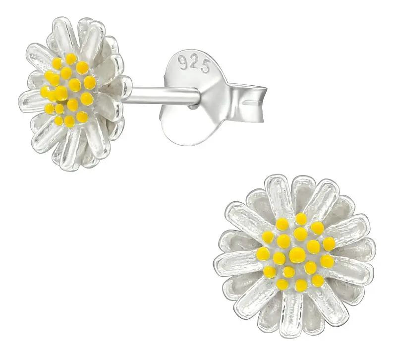 AROS FLOR MARGARITA EN PLATA 925 CON DISEÑO ELEGANTE - 3