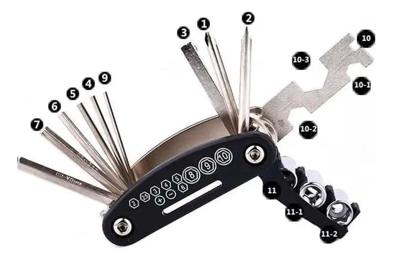 MULTIHERRAMIENTA COMPACTA PARA BICICLETA CON LLAVES Y DESTORNILLADORES - 2