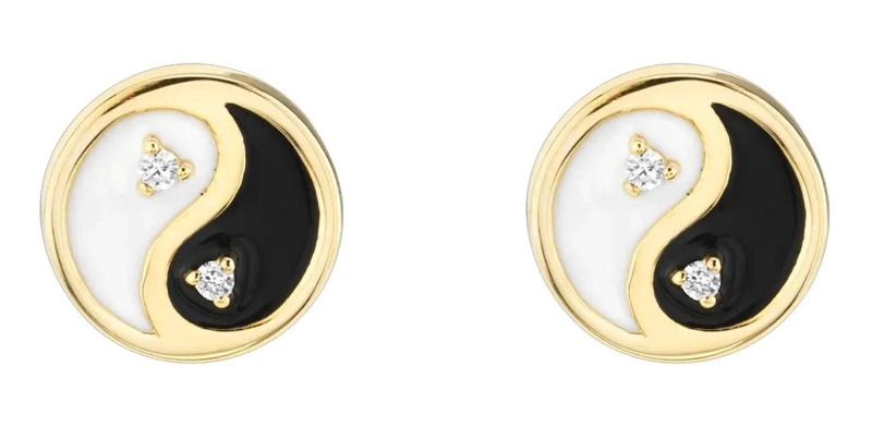 AROS YIN YANG DORADOS EN PLATA 925 CHAPADA EN ORO 18K - 1