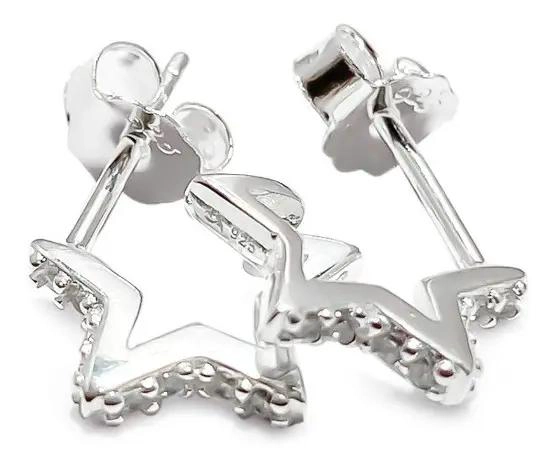 AROS DE PLATA FINA 925 CON ESTRELLA DE CIRCON - 1