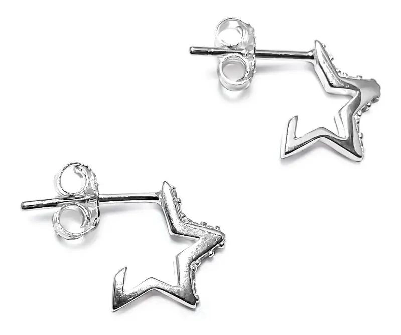 AROS DE PLATA FINA 925 CON ESTRELLA DE CIRCON - 2