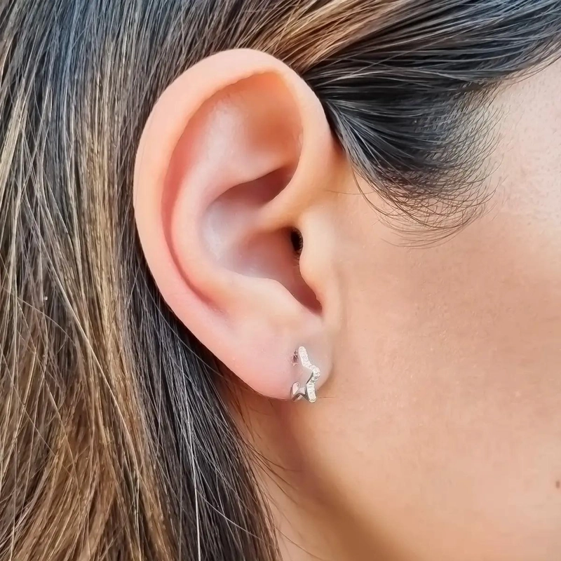 AROS DE PLATA FINA 925 CON ESTRELLA DE CIRCON - 4