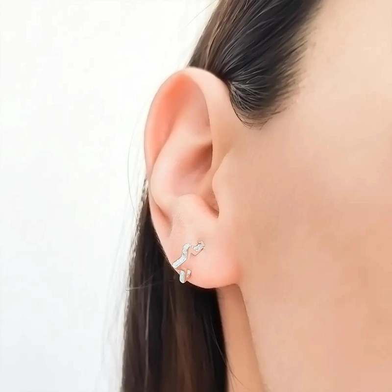 AROS DE PLATA FINA 925 CON ESTRELLA DE CIRCON - 5