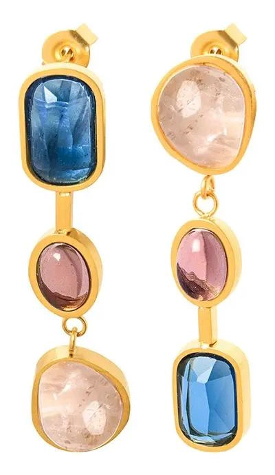 AROS BAÑADOS EN ORO 18K DISEÑO EXCLUSIVO Y COLORIDO - 1