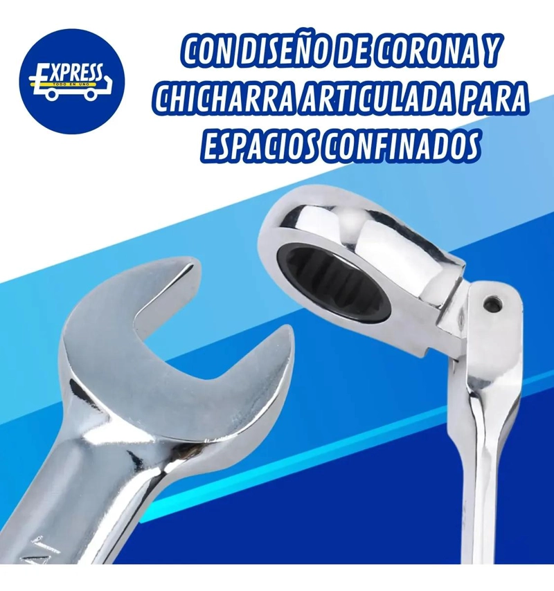 LLAVE COMBINADA ARTICULADA CON TRINQUETE PARA MECANICA PROFESIONAL - 1