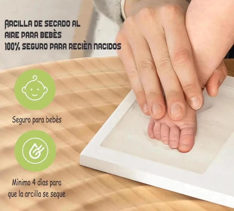 KIT DE MARCO PARA FOTOS Y HUELLAS DE BEBE  EN ARCILLA SEGURA - 4