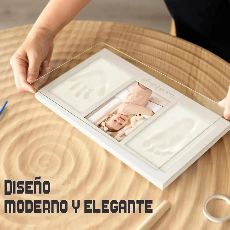KIT DE MARCO PARA FOTOS Y HUELLAS DE BEBE  EN ARCILLA SEGURA - 6