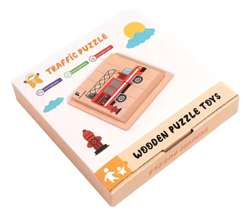 PUZZLE DE MADERA 4 EN 1 PARA APRENDER MEDIOS DE TRANSPORTE - 1