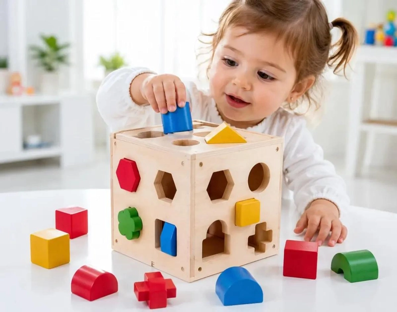 CUBO DIDACTICO DE MADERA CON 15 PIEZAS DE ENCAJE - 5