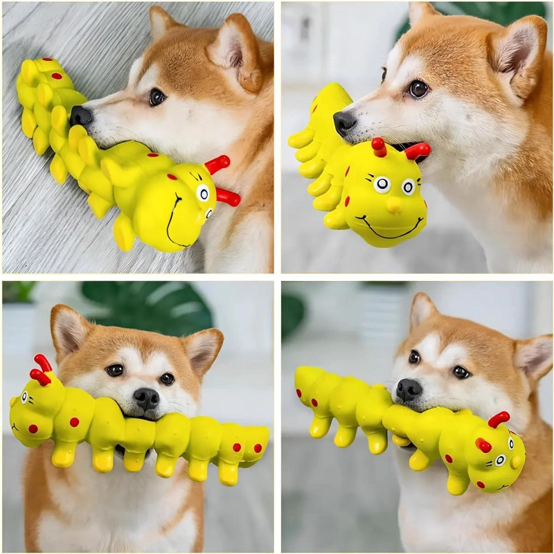 JUGUETE ORUGA MORDEDOR ESTIMULANTE PARA PERROS AMARILLO - 2