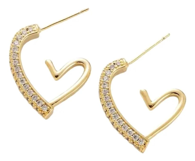AROS DE ACERO EN FORMA DE CORAZON LAMINADOS EN ORO 18K - 1