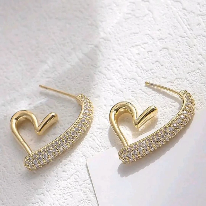 AROS DE ACERO EN FORMA DE CORAZON LAMINADOS EN ORO 18K - 2