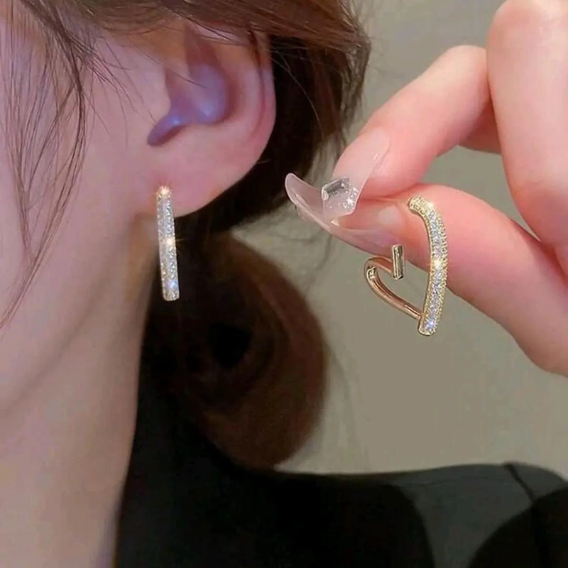 AROS DE ACERO EN FORMA DE CORAZON LAMINADOS EN ORO 18K - 3