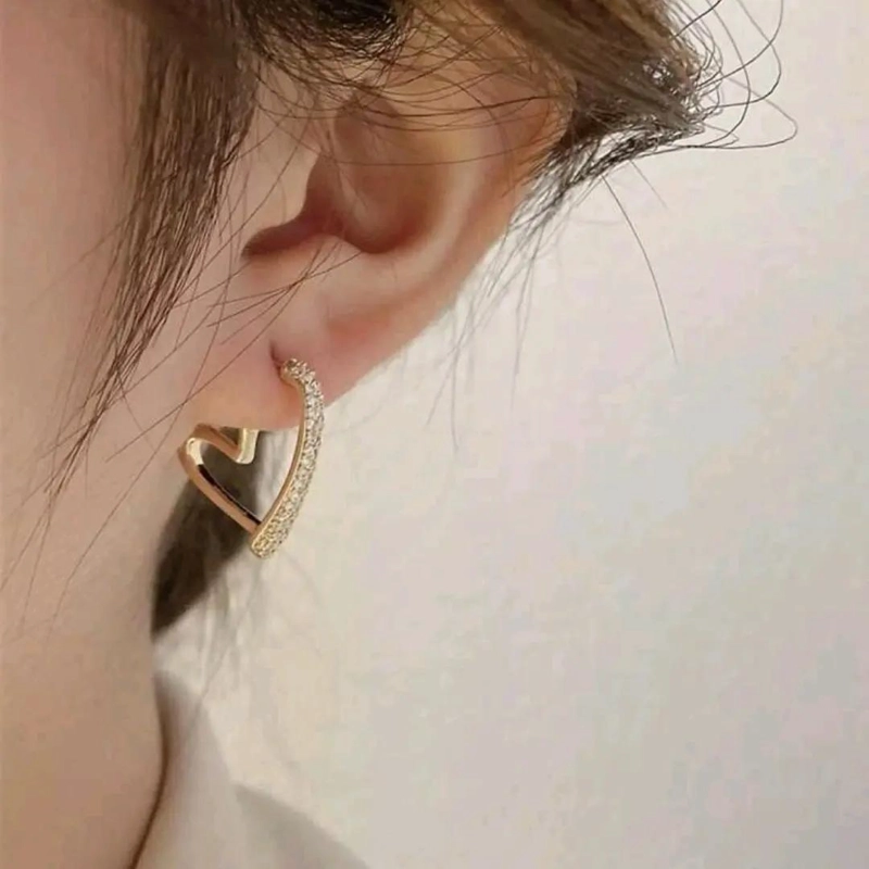 AROS DE ACERO EN FORMA DE CORAZON LAMINADOS EN ORO 18K - 4