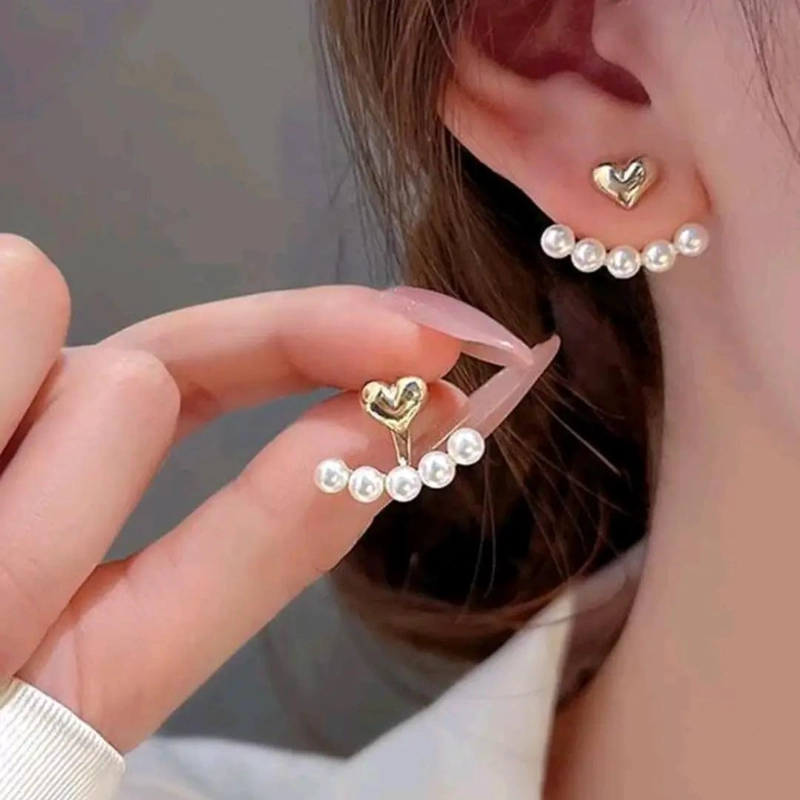 AROS ABANICO CON PERLAS EN BAÑO DE ORO 18K - 2