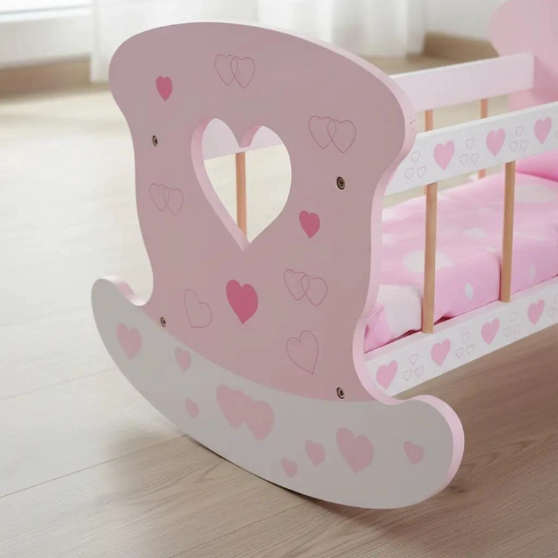 CUNA DE MUÑECAS DE MADERA ROSA 50X35X29 CM IDEAL PARA NIÑAS - 8