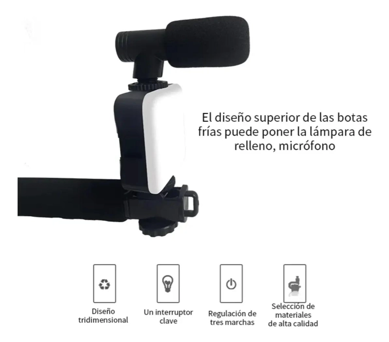 KIT ESTABILIZADOR PORTATIL CON LUZ LED Y MICROFONO PARA GRABACION - 3