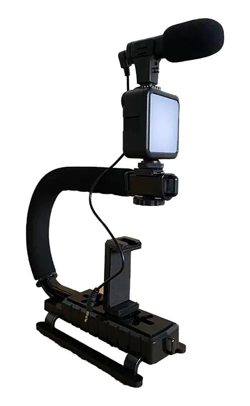 KIT ESTABILIZADOR PORTATIL CON LUZ LED Y MICROFONO PARA GRABACION - 6