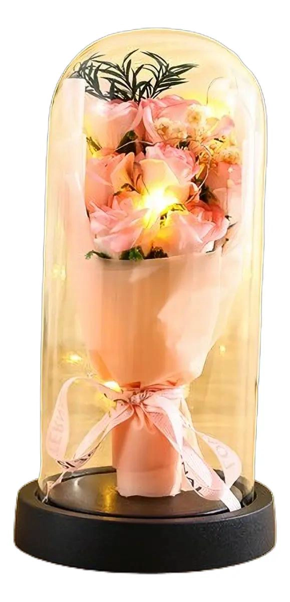 RAMO DE ROSAS ARTIFICIALES ETERNAS CON LUZ LED EN ACRILICO - 1