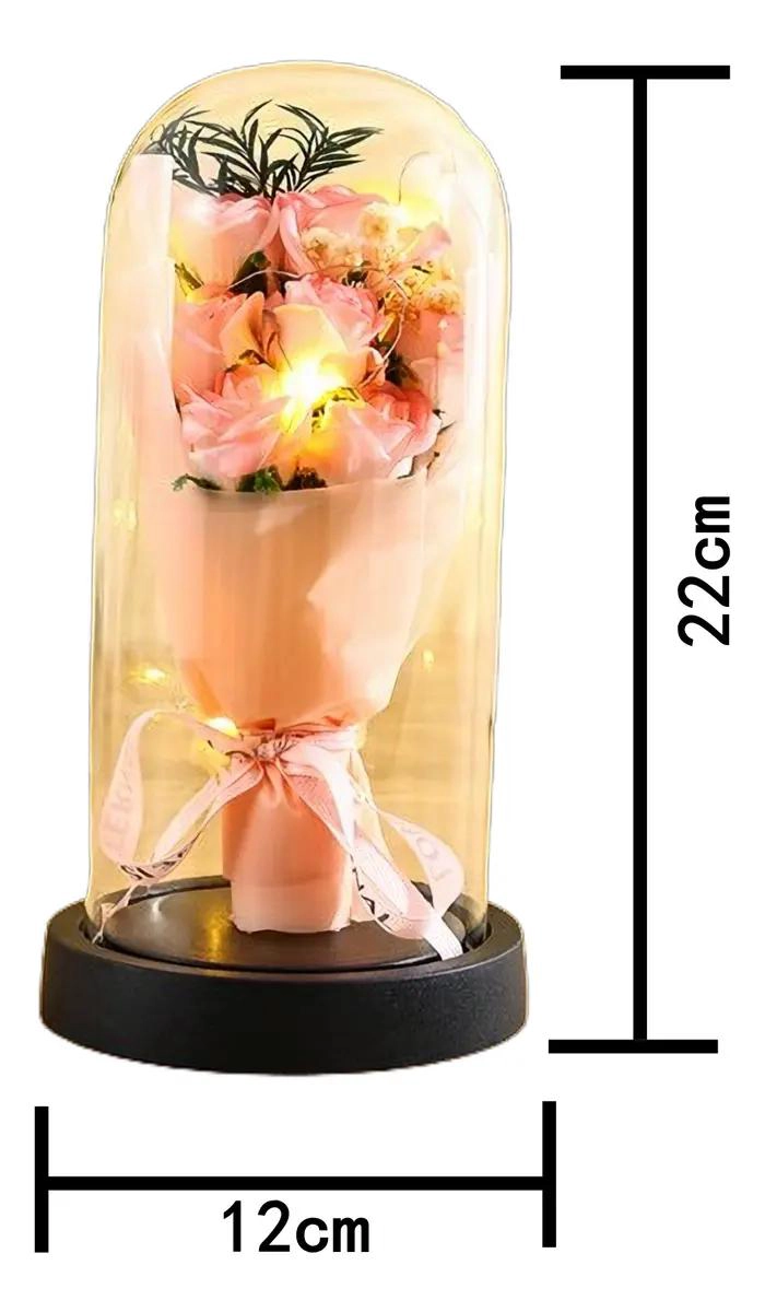 RAMO DE ROSAS ARTIFICIALES ETERNAS CON LUZ LED EN ACRILICO - 3