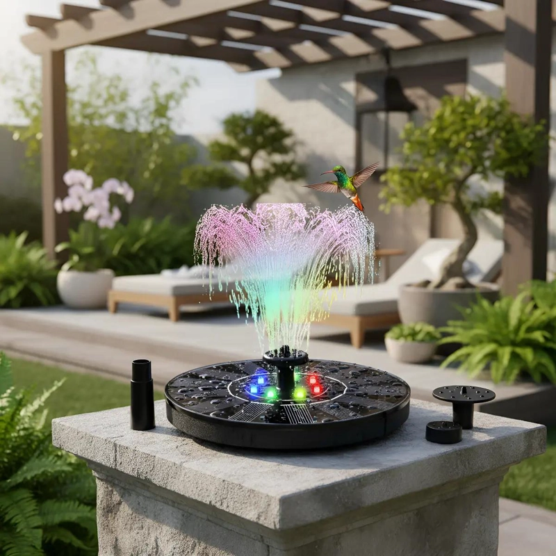 FUENTE FLOTANTE SOLAR PARA PISCINAS Y JARDINES CON 4 BOQUILLAS - 1