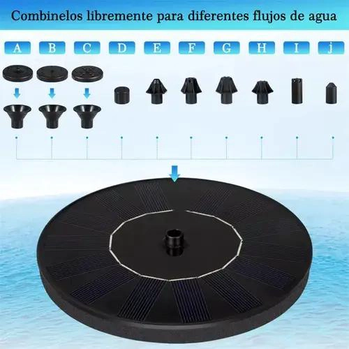 FUENTE FLOTANTE SOLAR PARA PISCINAS Y JARDINES CON 4 BOQUILLAS - 9