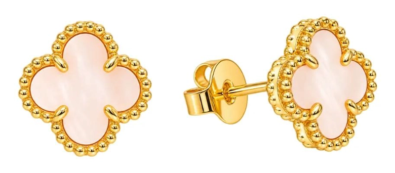 AROS TRE BOL DE NACAR CON BAÑO DE ORO 18K ELEGANTES - 1