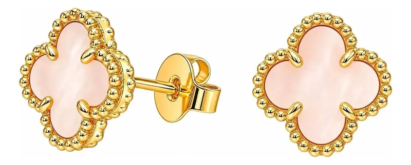 AROS TRE BOL DE NACAR CON BAÑO DE ORO 18K ELEGANTES - 2