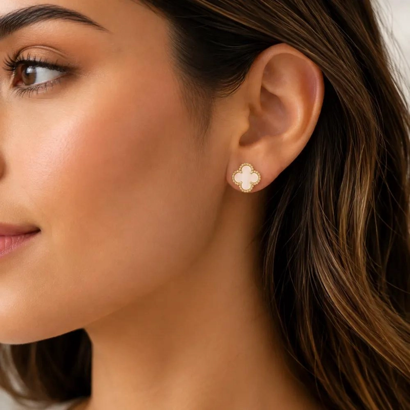 AROS TRE BOL DE NACAR CON BAÑO DE ORO 18K ELEGANTES - 3