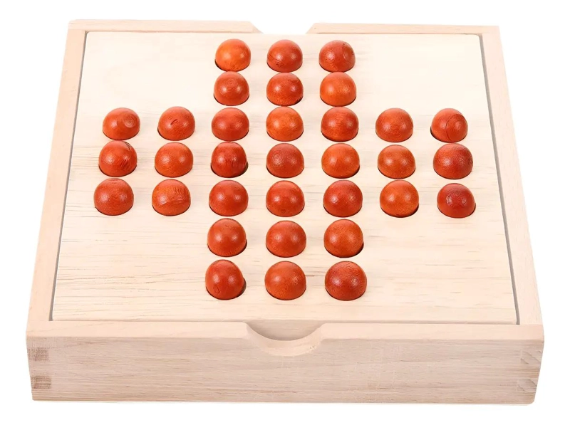 JUEGO DE ESTRATEGIA SOLITARIO ARTESANAL EN MADERA 35 PIEZAS - 2
