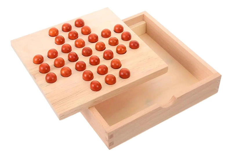 JUEGO DE ESTRATEGIA SOLITARIO ARTESANAL EN MADERA 35 PIEZAS - 3