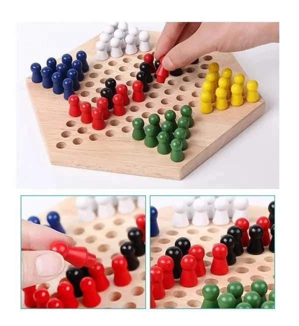 JUEGO DE DAMAS CHINAS DE MADERA PARA NIÑOS Y ADULTOS - 6